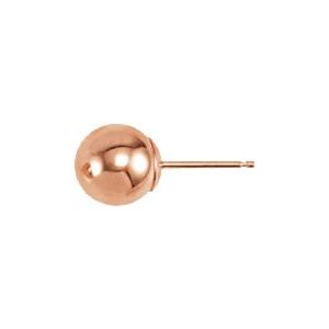 14K Rose Gold 7 Mm Each Friction Back Polished Ball Stud Earring With Bright Finish