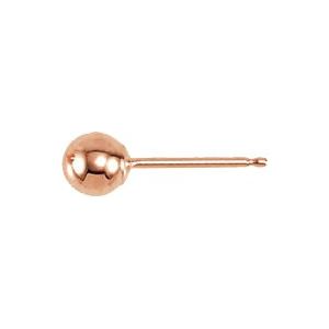 14K Rose Gold 4 Mm Each Friction Back Polished Ball Stud Earring With Bright Finish