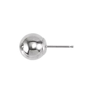 14K White Gold 8 Mm Each Friction Back Polished Ball Stud Earring With Bright Finish