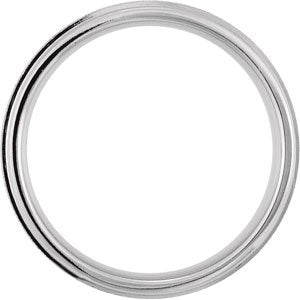 14K White Gold 6 Mm Polished Half Round Milgrain Stone Finish Band Size 11