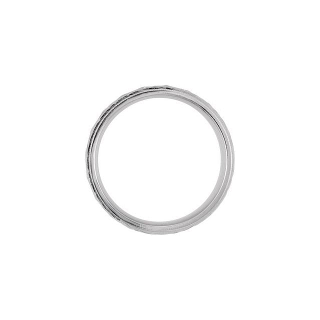 14K White Gold Polished Design Band, Size 9.5