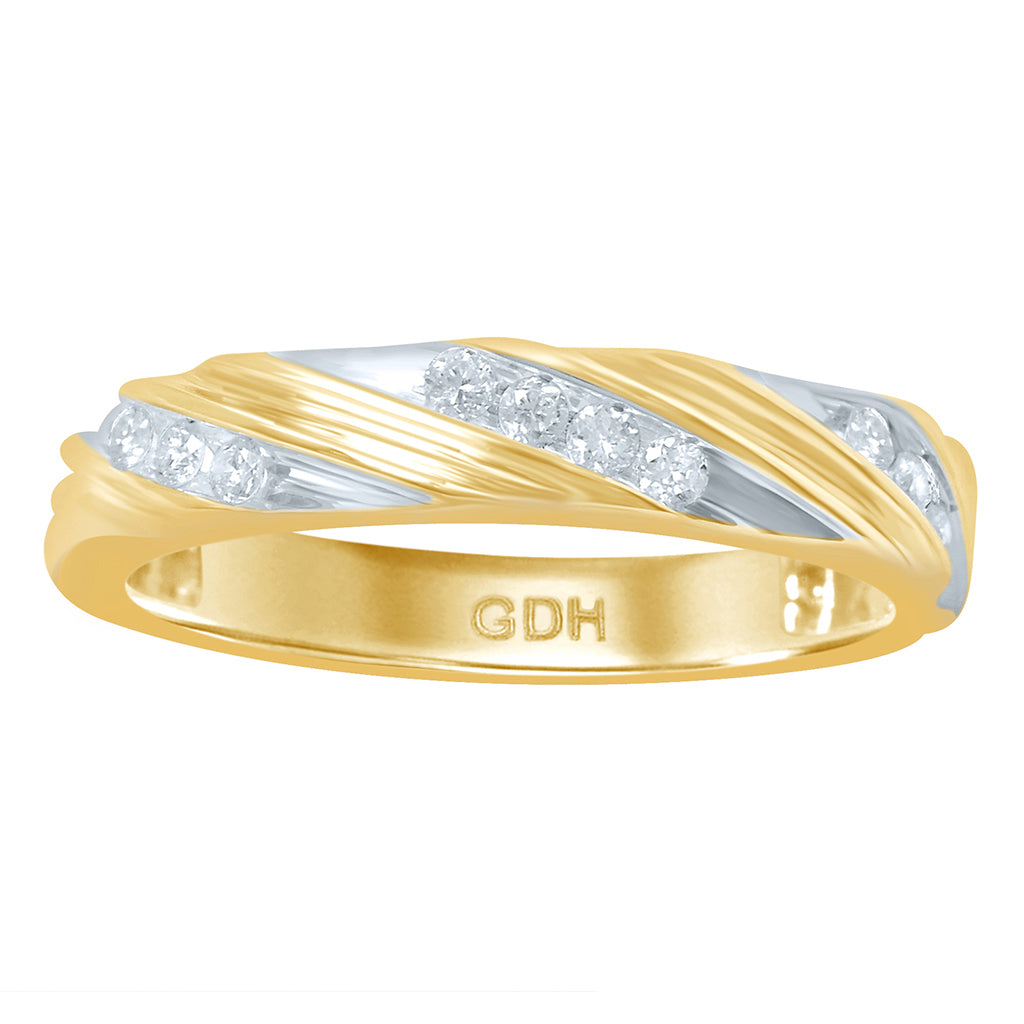 10K Yellow Gold 0.24-0.26 Cttw Diamond Mens Band