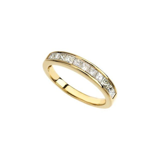 14K Yellow Gold Square 2.25 X 2.25 Mm Si2-Si3, G-H Polished 3/4 Ctw Natural Diamond Anniversary Band, Size 5