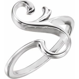 14K White Gold Polished Freeform Ring Size 7