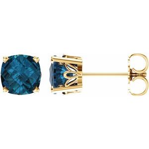 14K Yellow Gold Cushion 6 X 6 Mm Scroll Earrings