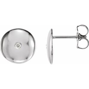 Platinum Round 1.5Mm I1, G-H .03 Ctw Natural Diamond Domed Earrings With Friction Backs