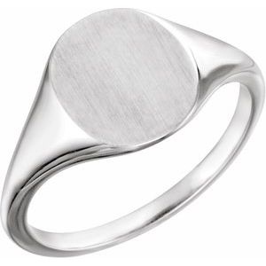 Sterling Silver Oval 11 X 9 Mm Brush Polished Signet Ring Size 7