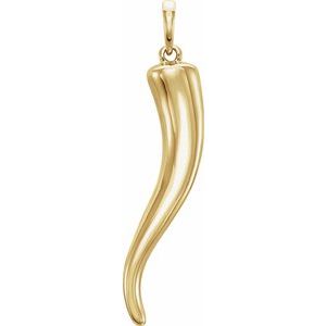 14K Yellow Gold 20.7 X 4.8 Mm Polished Italian Horn Pendant