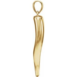 14K Yellow Gold 20.7 X 4.8 Mm Polished Italian Horn Pendant