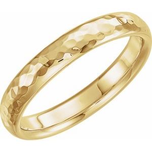18K Yellow Gold Hammer 4 Mm Polished Comfort-Fit Band With Hammer Finish Size 6.5