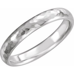 14K Yellow Or White Or Rose Gold 4 Mm Polished Half Round Band With Hammer Finish