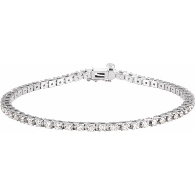14K Yellow Or White Or Rose Gold Round 2.2Mm Vs, F+ 7 1/4 In Polished 2 1/4 Ctw Lab-Grown Diamond Line Bracelet