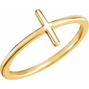 10K Yellow Gold Polished Side Cross Ring Size 7