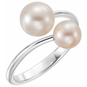 14K White Gold 7.5-8.0 Mm Cultured White Freshwater Pearl Polished Cultured White Freshwater Pearl Ring Size 7