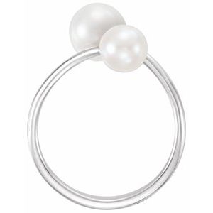 14K White Gold 7.5-8.0 Mm Cultured White Freshwater Pearl Polished Cultured White Freshwater Pearl Ring Size 7