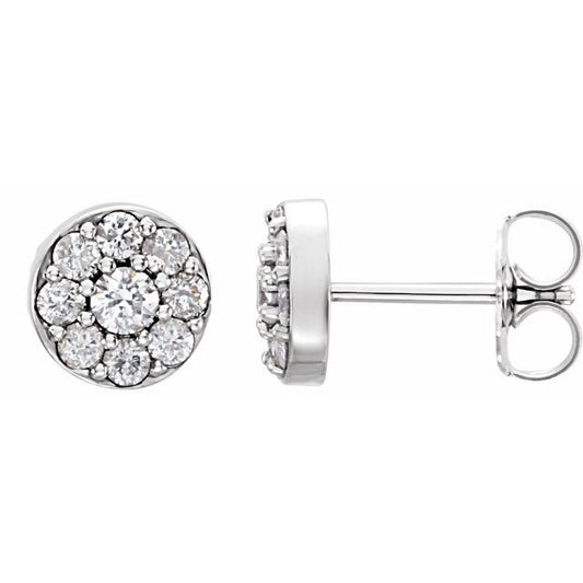 14K White Gold 2.7 Mm Round Friction Back Polished 3/8 Ctw Lab-Grown Diamond Earrings With Backs