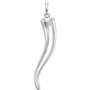 14K White Gold 20.7 X 4.8 Mm Polished Italian Horn Pendant