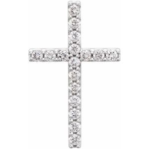 14K White Gold Round 1.7Mm Gh Si1-Si2 1/4 Ctw Lab-Grown Diamond Petite Cross Pendant