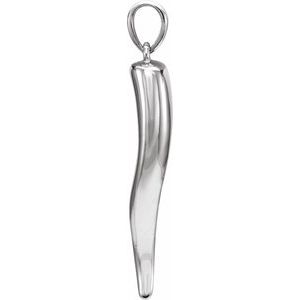 14K White Gold 20.7 X 4.8 Mm Polished Italian Horn Pendant