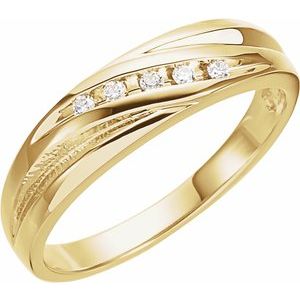 14K Yellow Gold 4 Mm Si2-Si3, G-H Polished Natural Diamond Channel-Set Band Size 10