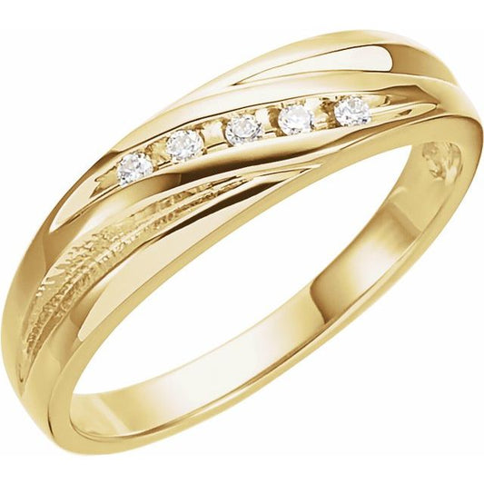 14K Yellow Gold Round 4 Mm Si2-Si3, G-H Polished Natural Diamond Channel-Set Band, Size 6