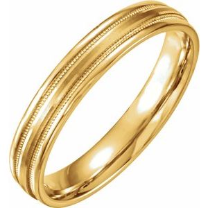 10K Yellow Or White Or Rose Gold Milgrain Edge Comfort-Fit Flat Band