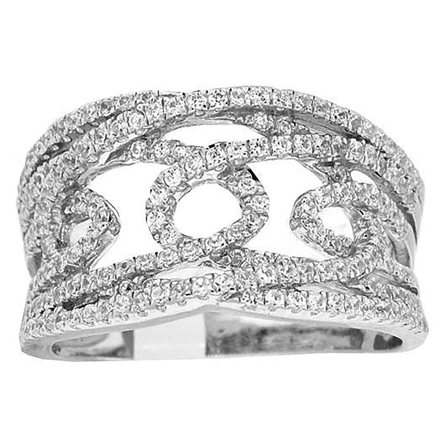 Sterling Silver Women's Cubic-Zirconia Fashion Bridal Anniversary Wedding Engagement Band Ring