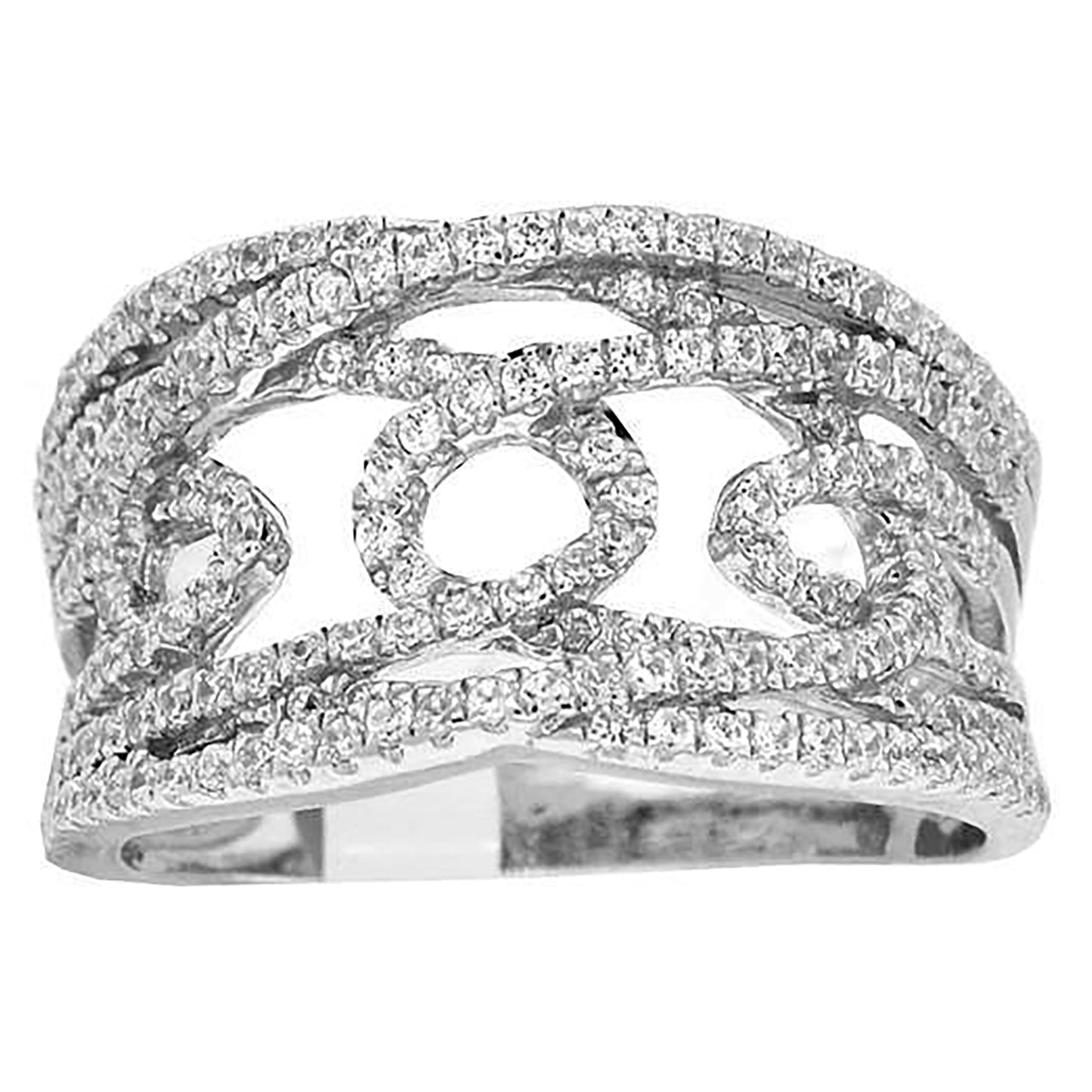 Sterling Silver Women's Cubic-Zirconia Fashion Bridal Anniversary Wedding Engagement Band Ring