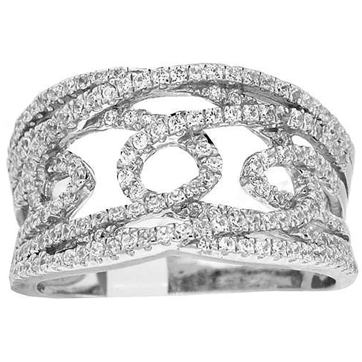 Sterling Silver Women's Cubic-Zirconia Fashion Bridal Anniversary Wedding Engagement Band Ring