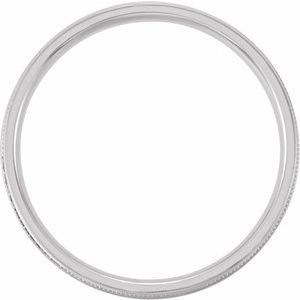 Platinum 6 mm Flat Edge Comfort-Fit Band with Milgrain & Satin Finish Size 7.5