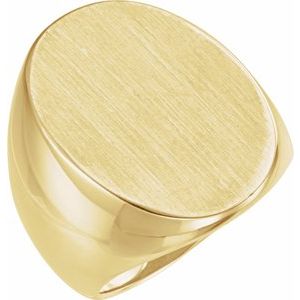 10K Yellow Gold 27 X 19 Mm Brush Polished Signet Ring Size 10