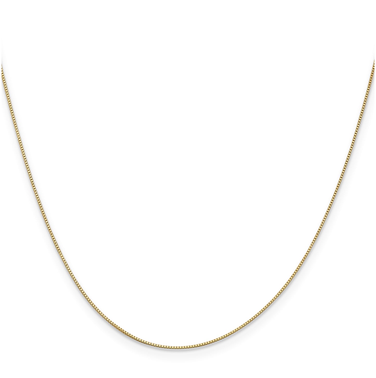 14K Yellow Gold .5mm Baby Box with Lobster Clasp Chain, 24 in