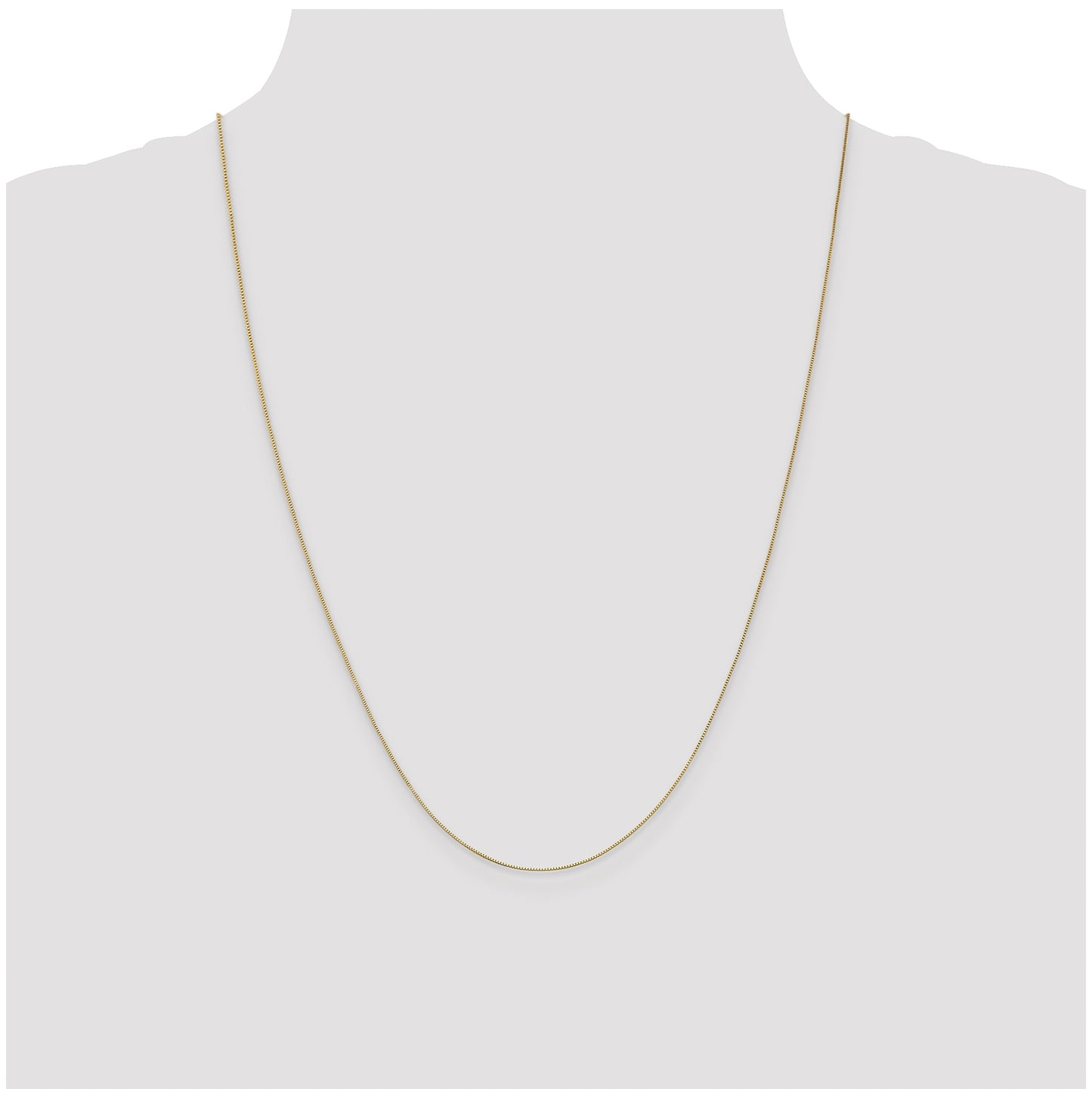 14K Yellow Gold .5mm Baby Box with Lobster Clasp Chain, 24 in