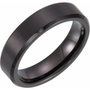 Black PVD Tungsten 6 mm Beveled-Edge Inlay Band