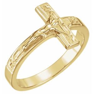 14K Yellow Gold 12 Mm Without Box Polished Crucifix Ring Size 7