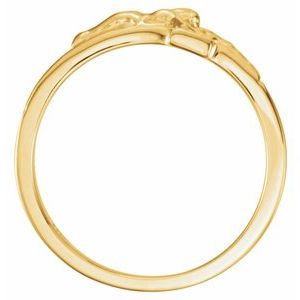 14K Yellow Gold 12 Mm With Box Polished Crucifix Ring With Box Size 7