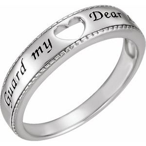 Sterling Silver 5.5 Mm Without Box Polished Guard My Heart Ring Size 7