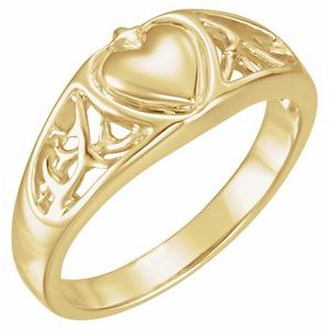 14K Yellow Gold Polished Heart Ring Size 7