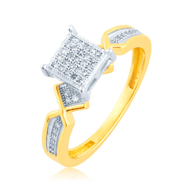 10K Yellow Gold 0.14 Cttw Round Micro Pave Diamond Ladies Ring