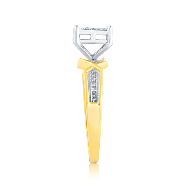 10K Yellow Gold 0.14 Cttw Round Micro Pave Diamond Ladies Ring