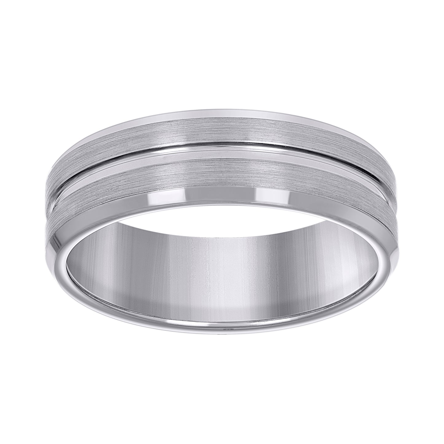 Tungsten Brushed Sides Polished Center Groove Mens Comfort-fit 7mm Sizes 7 - 14 Bridal Anniversary Engagement Wedding Band