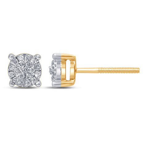 10K Yellow Gold Yellow Gold 0.13-0.15 Cttw Round Diamonds Earring