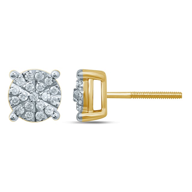 10K Yellow Gold Yellow Gold 0.23-0.25 Cttw Round Diamonds Earring