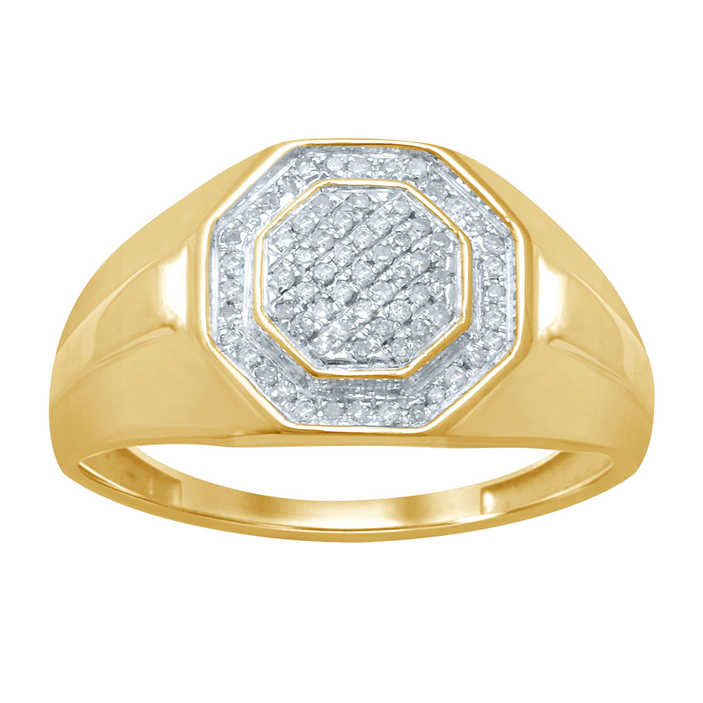 10K Yellow Gold 0.20-0.22  Cttw Diamond Mens Ring