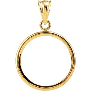14K Yellow Gold 16.4 Mm Tab Back Polished Coin Frame Bezel Pendant