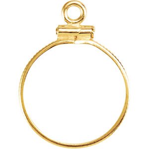14K Yellow Gold 16.5 Mm Screw Top Polished Screw-Top Coin Edge Coin Frame Bezel Dangle