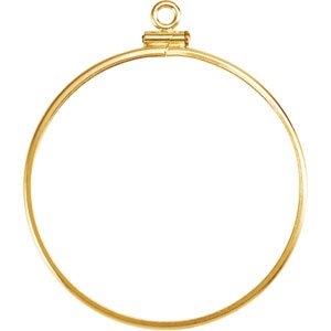 14K Yellow Gold 34.3 Mm Screw Top Polished Coin Edge Coin Frame Bezel Pendant