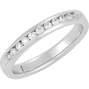 14K White Gold Round 1.7 Mm G-H Si2-Si3 1/5 Ctw Natural Diamond Anniversary Band Size 7