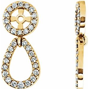 14K Yellow Gold 3.4 Mm Pair Polished 1/3 Ctw Diamond Earring Jackets