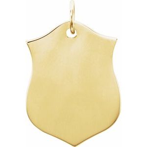 14K Yellow Gold 22.1 X 14.1 Mm Polished Engravable Shield Pendant